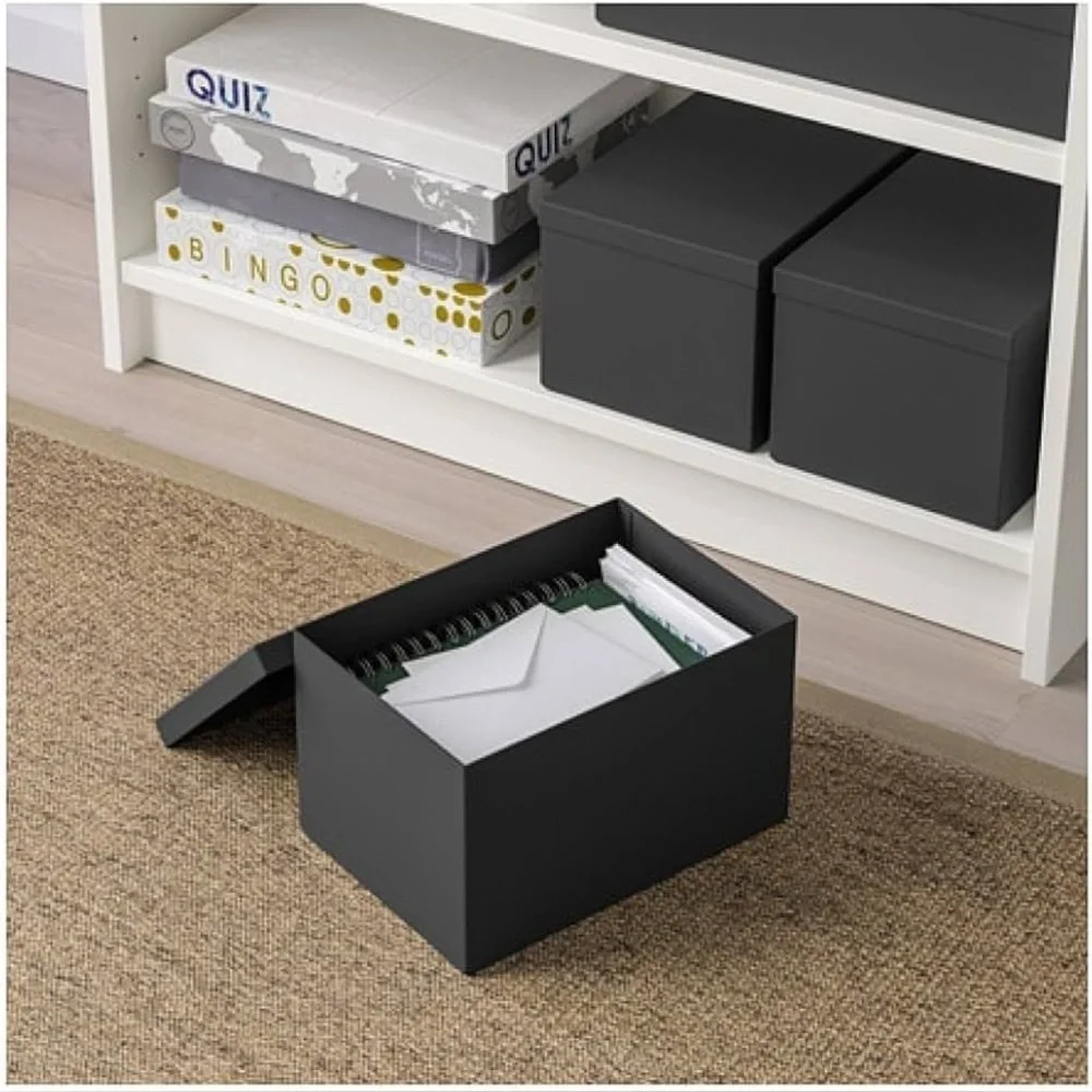 IKEA - Set of TWO Tjena Black Storage Boxes with LID 603.954.85 | New